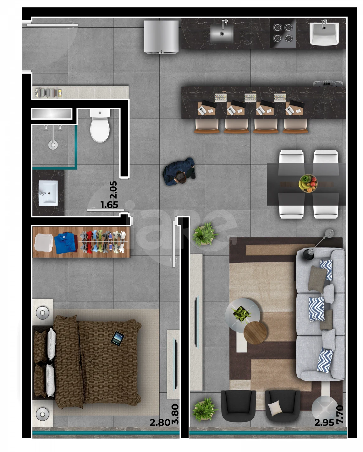 Planta — Apartamento 39,43 m²