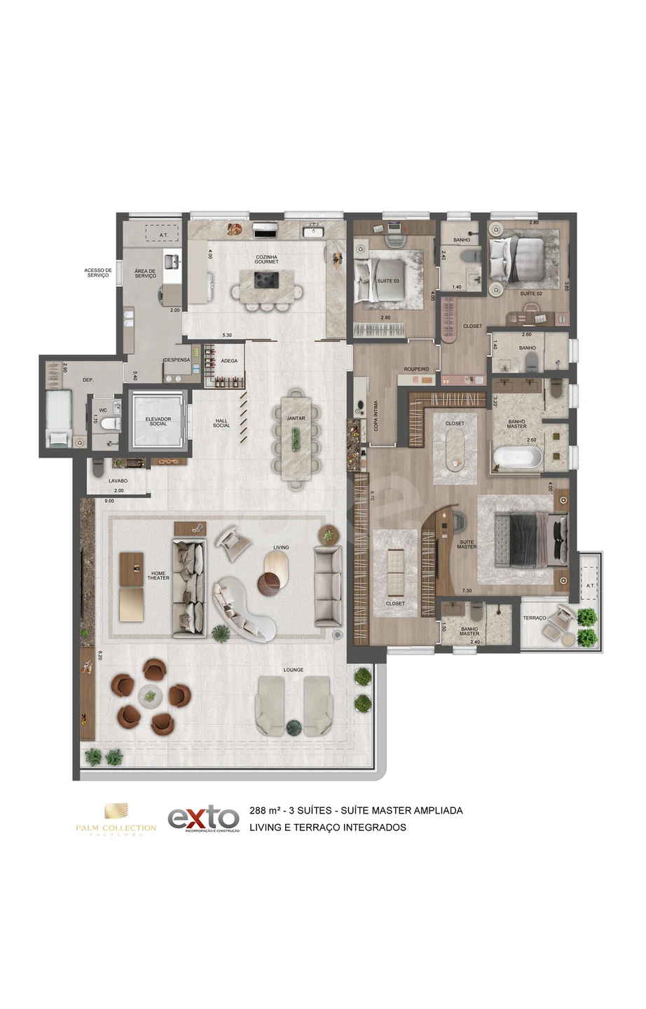 Planta — Apartamento 288,25 m²