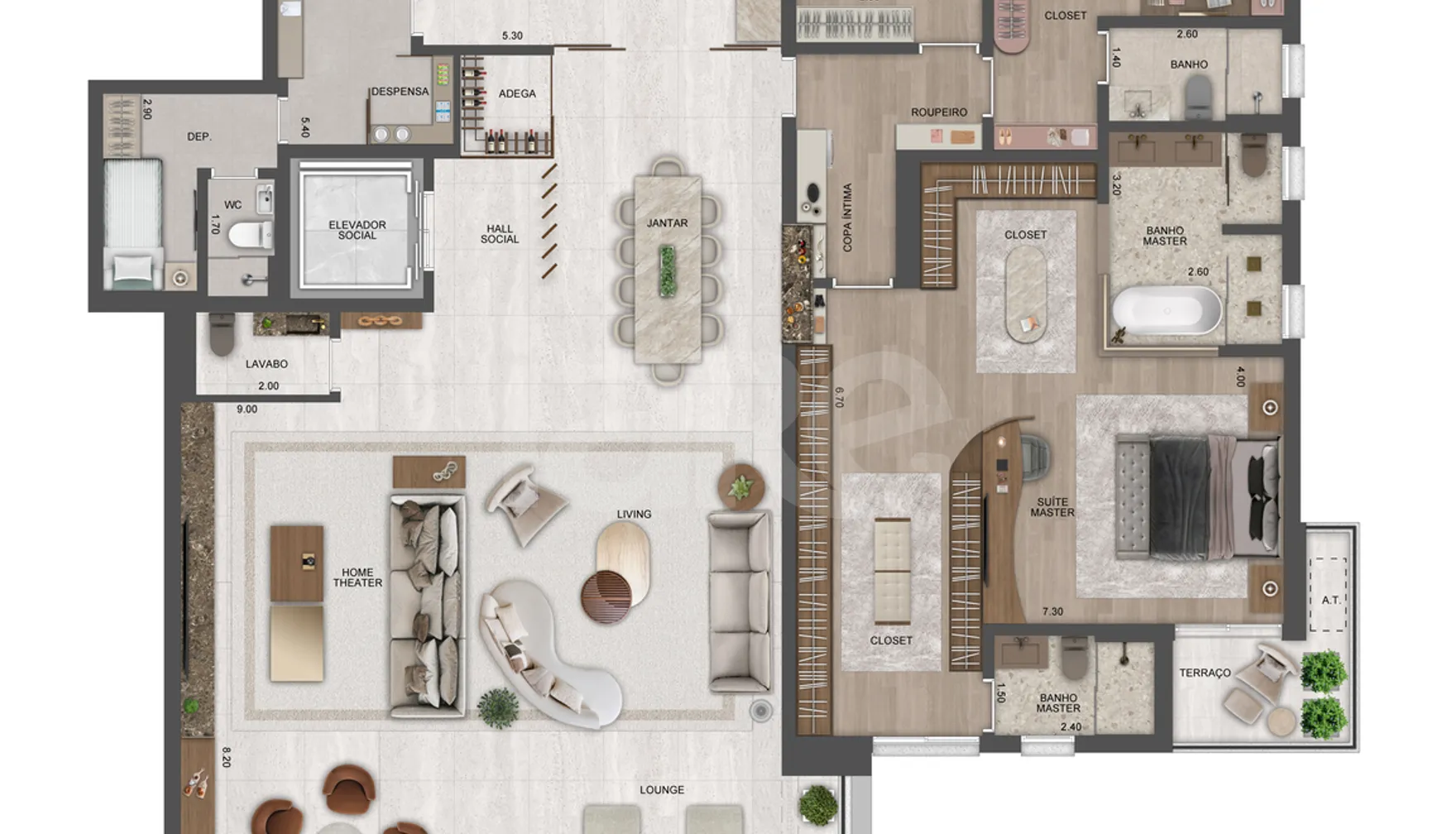Planta — Apartamento 288,25 m²