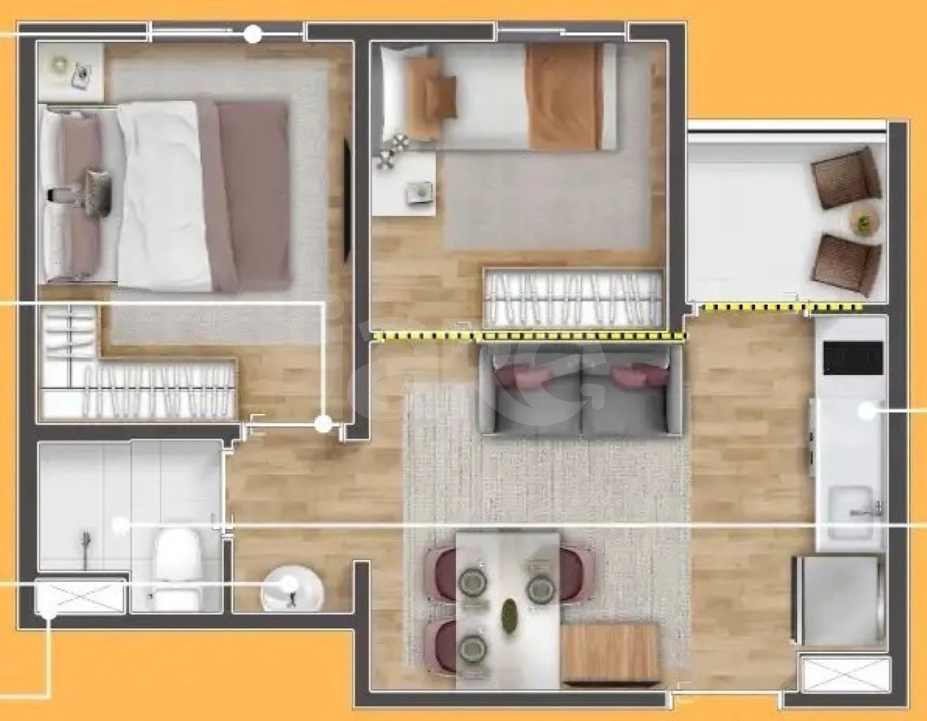 Planta — Apartamento 32,55 m²