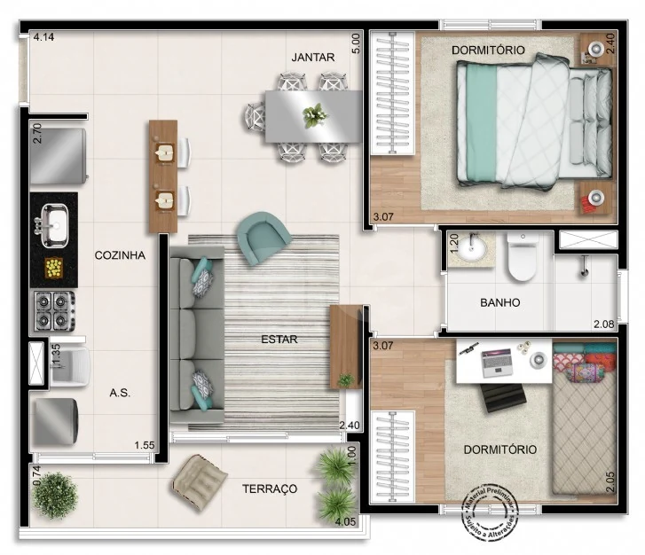 Planta — Apartamento 48,2 m²