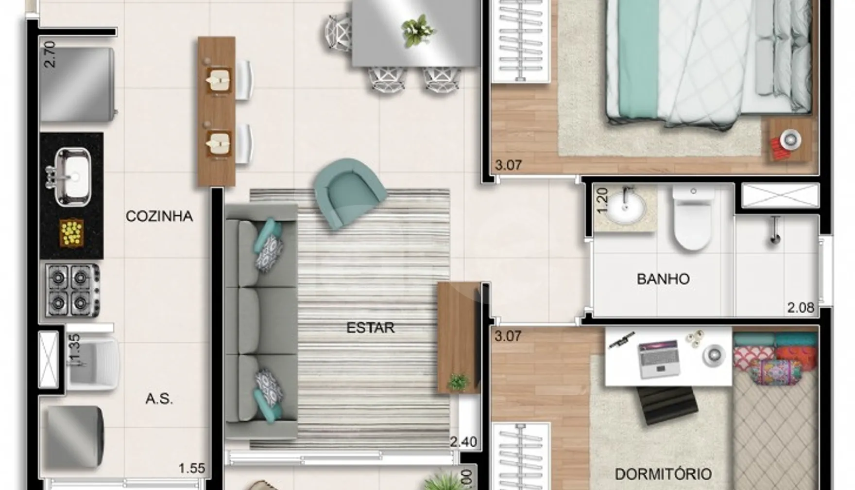 Planta — Apartamento 48,2 m²