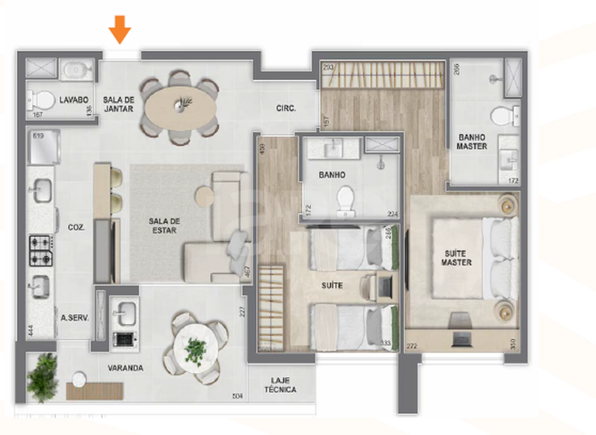 Planta — Apartamento 76,65 m²