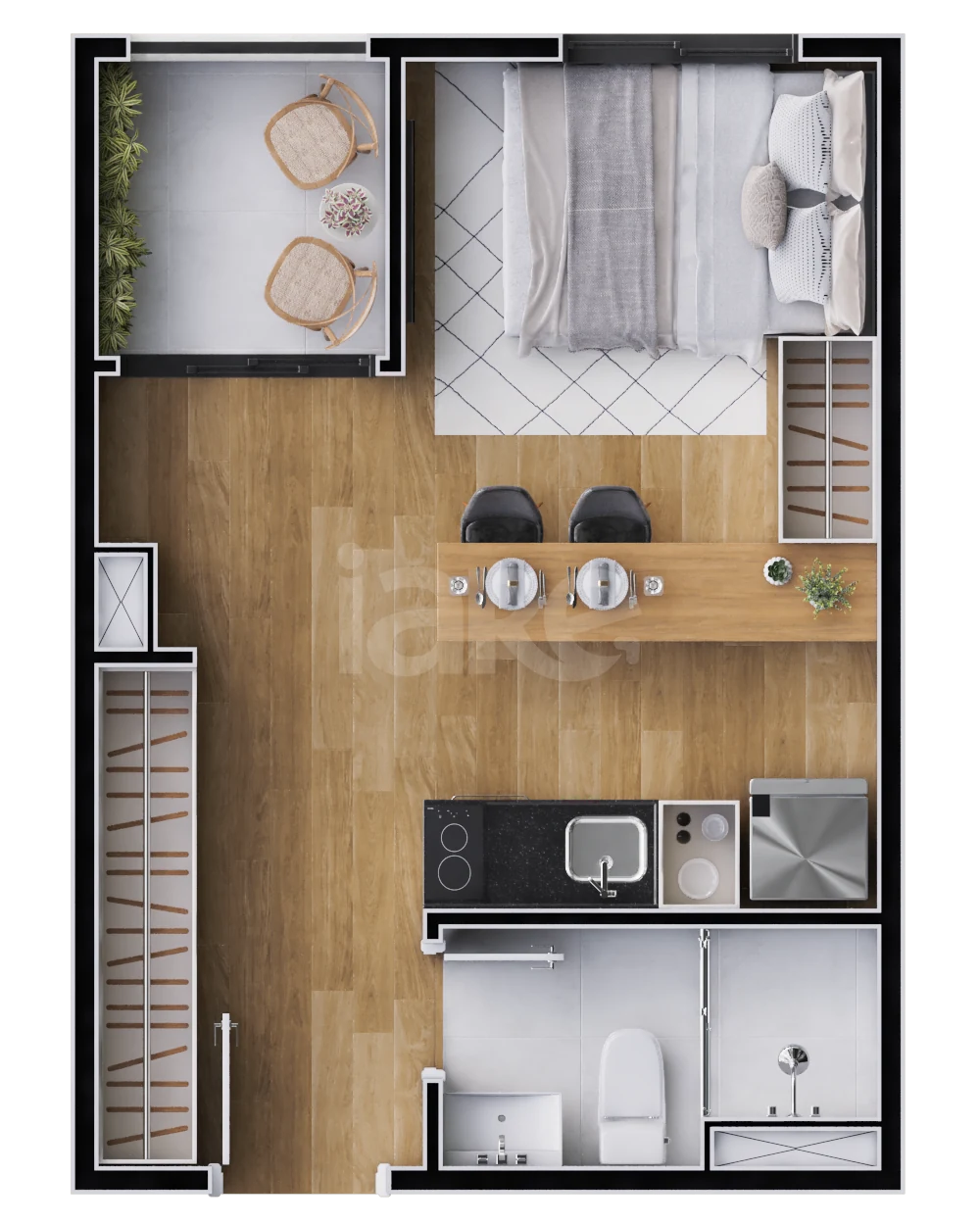 Planta — Studio 24,31 m²