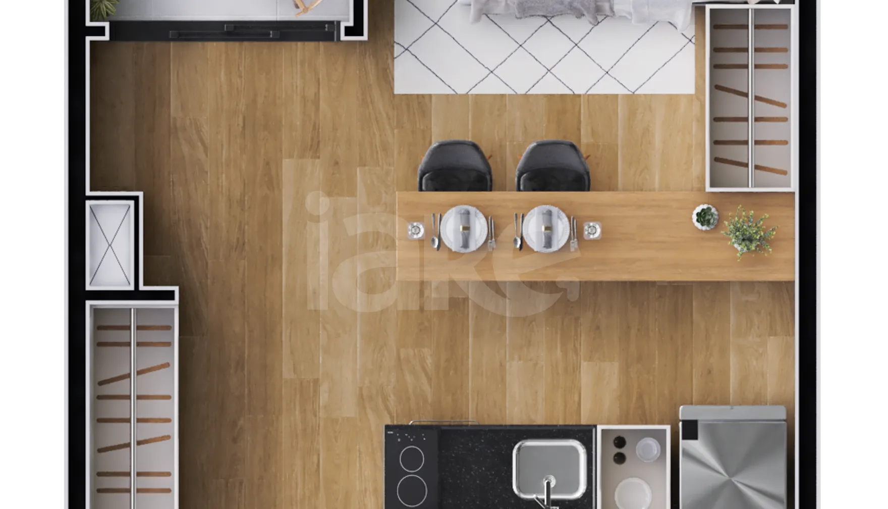Planta — Studio 24,31 m²