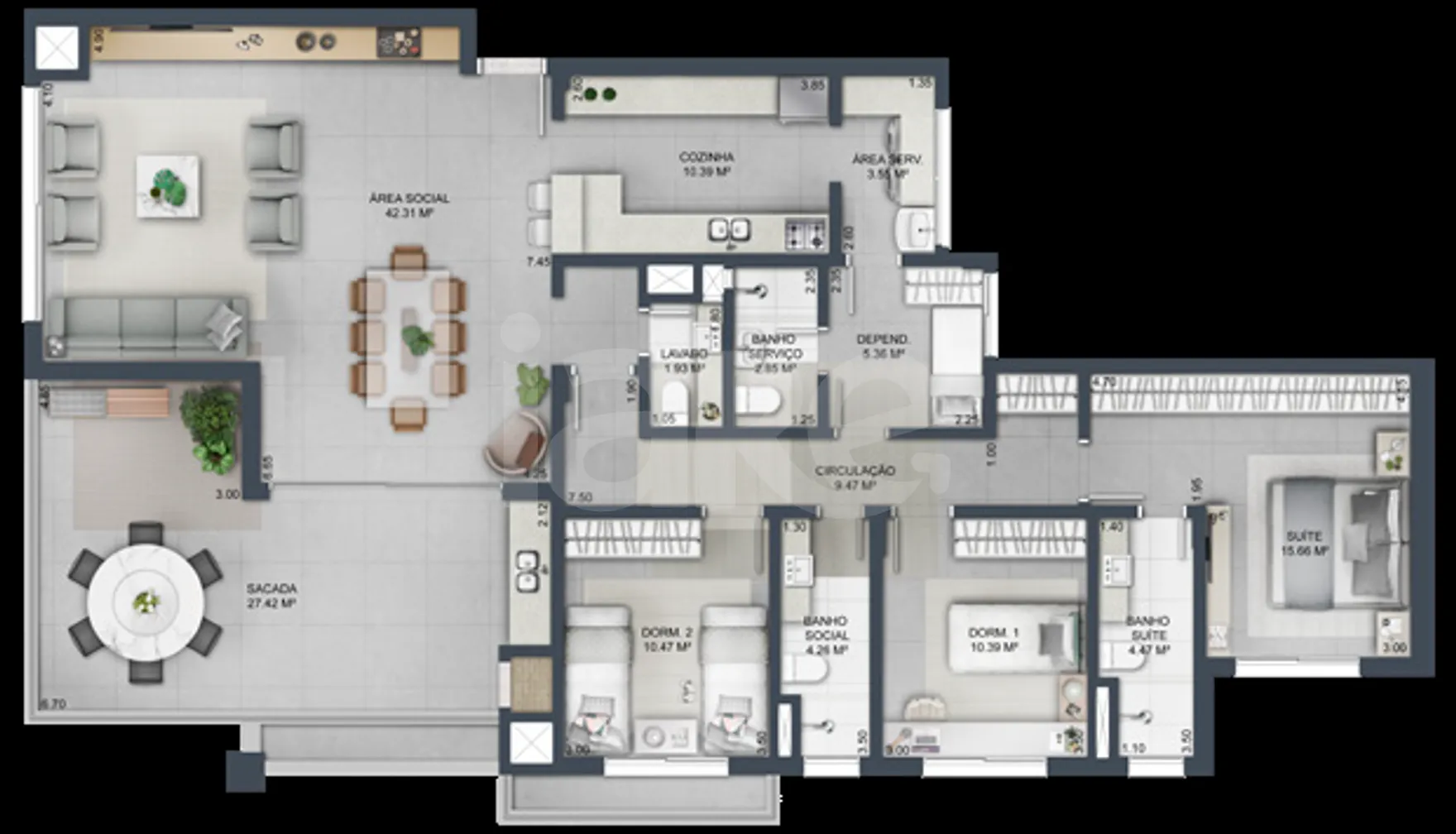 Planta — Apartamento 176,46 m²