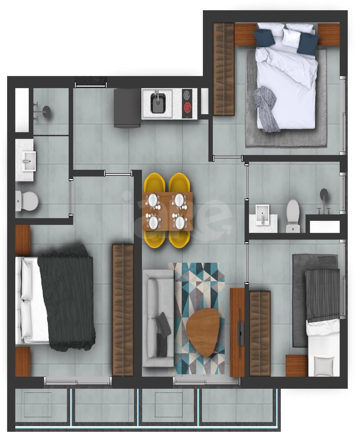 Planta — Apartamento 63,71 m²