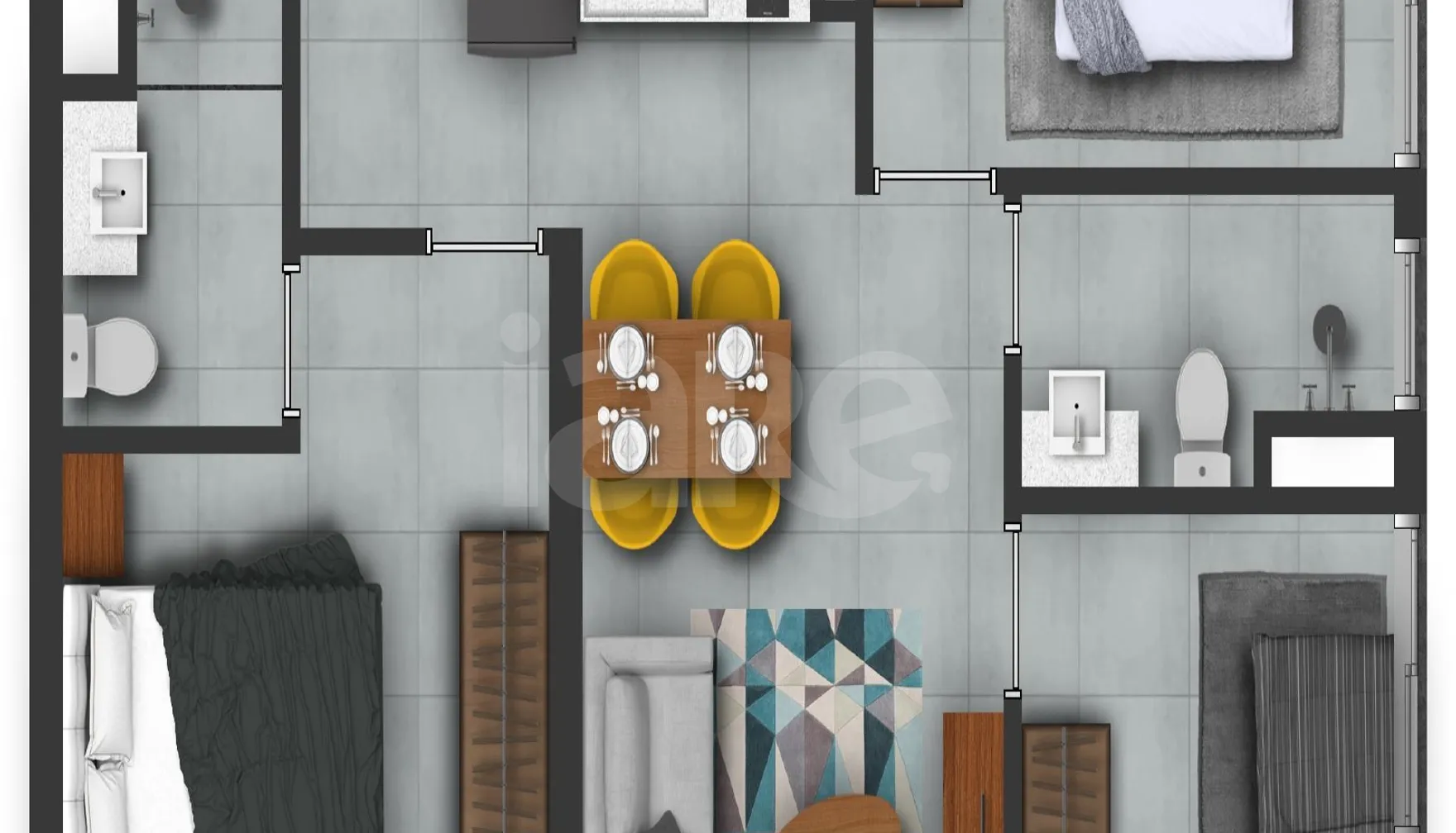 Planta — Apartamento 63,71 m²