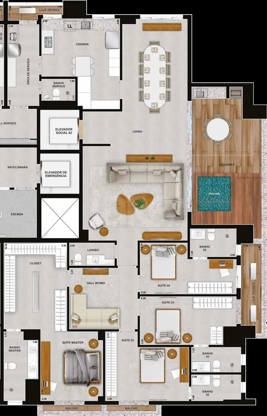 Planta — Apartamento 266,87 m²