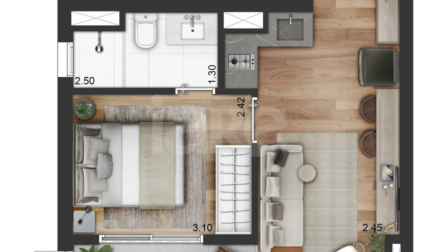 Planta — Apartamento 33,05 m²