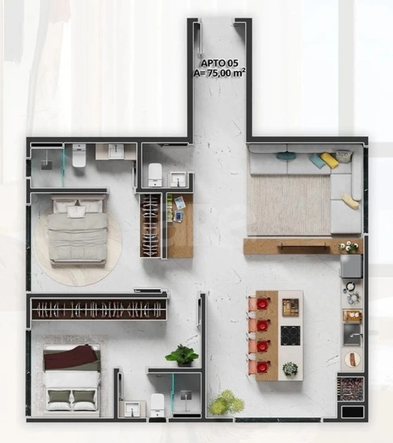 Planta — Apartamento 75 m²
