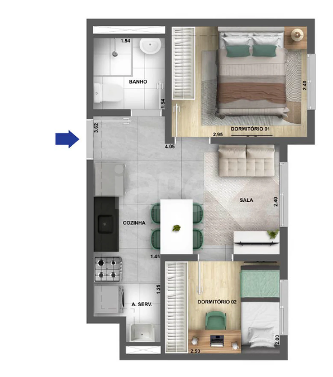 Planta — Apartamento 32,38 m²