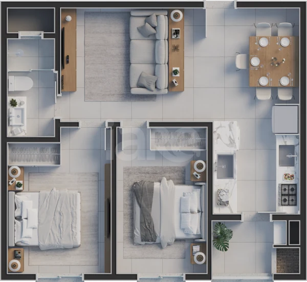 Planta — Apartamento 55,53 m²