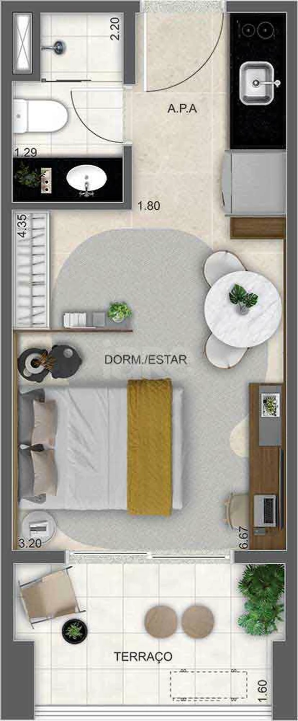 Planta — Studio 29,51 m²