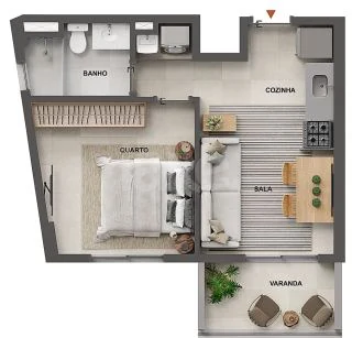 Planta — Apartamento 38,4 m²