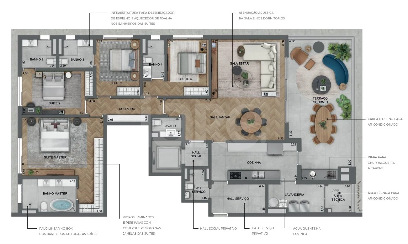 Planta — Apartamento 220 m²