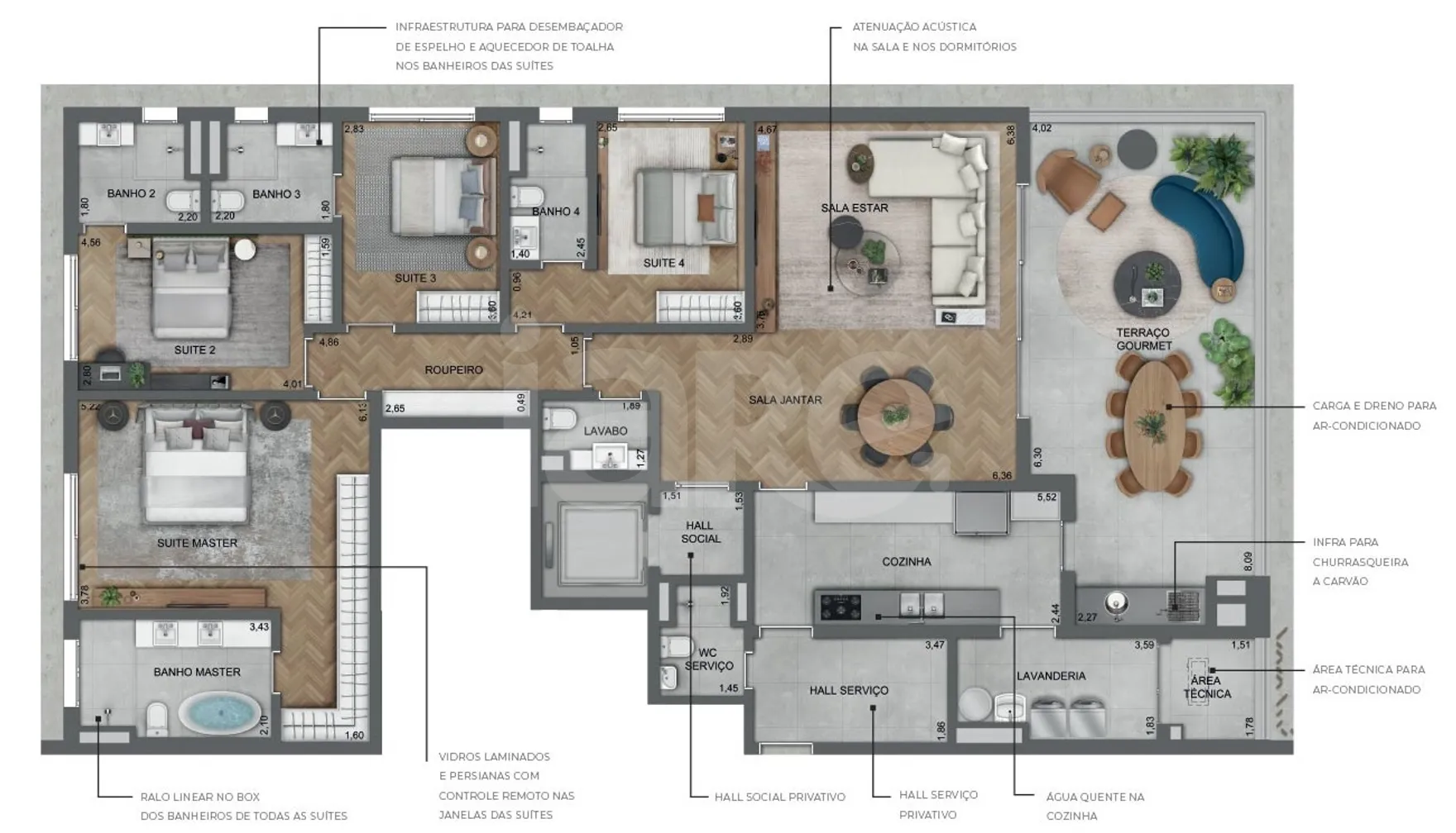 Planta — Apartamento 220 m²