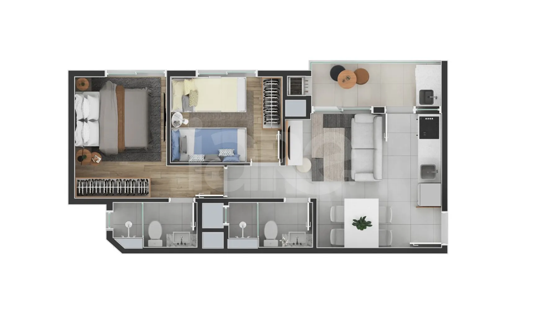 Planta — Apartamento 46,86 m²