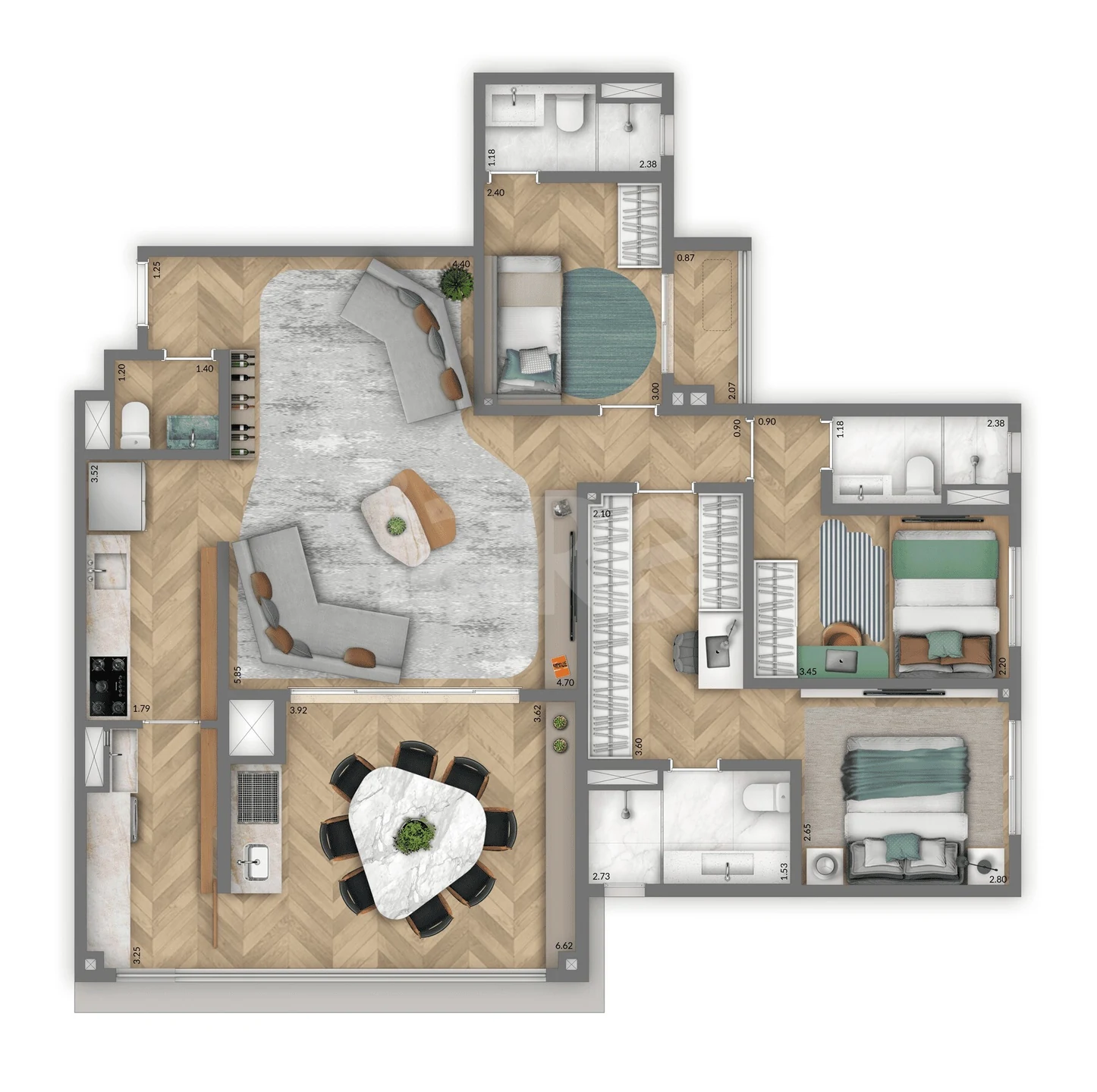 Planta — Garden 140 m²