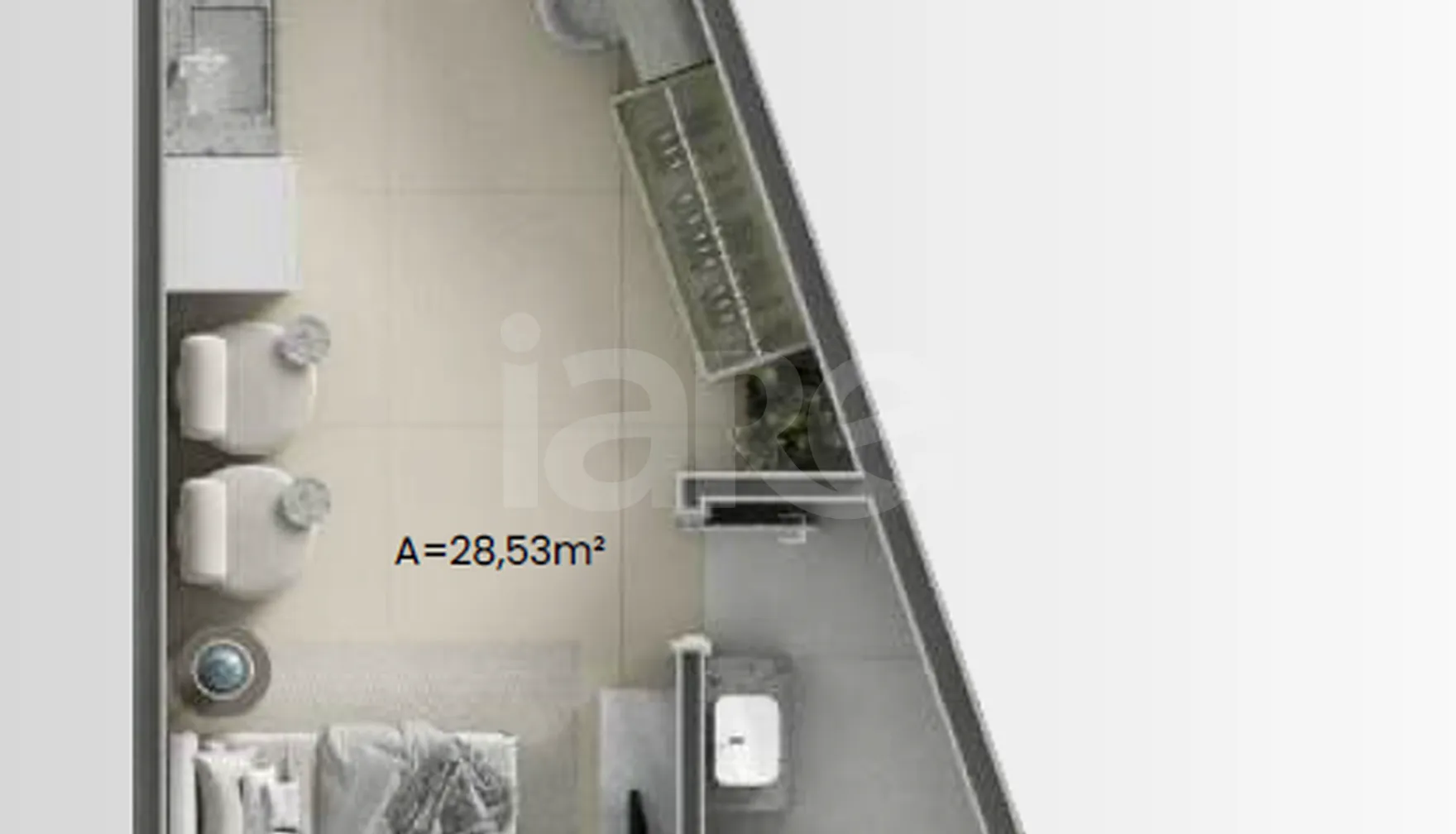 Planta — Studio 28,53 m²
