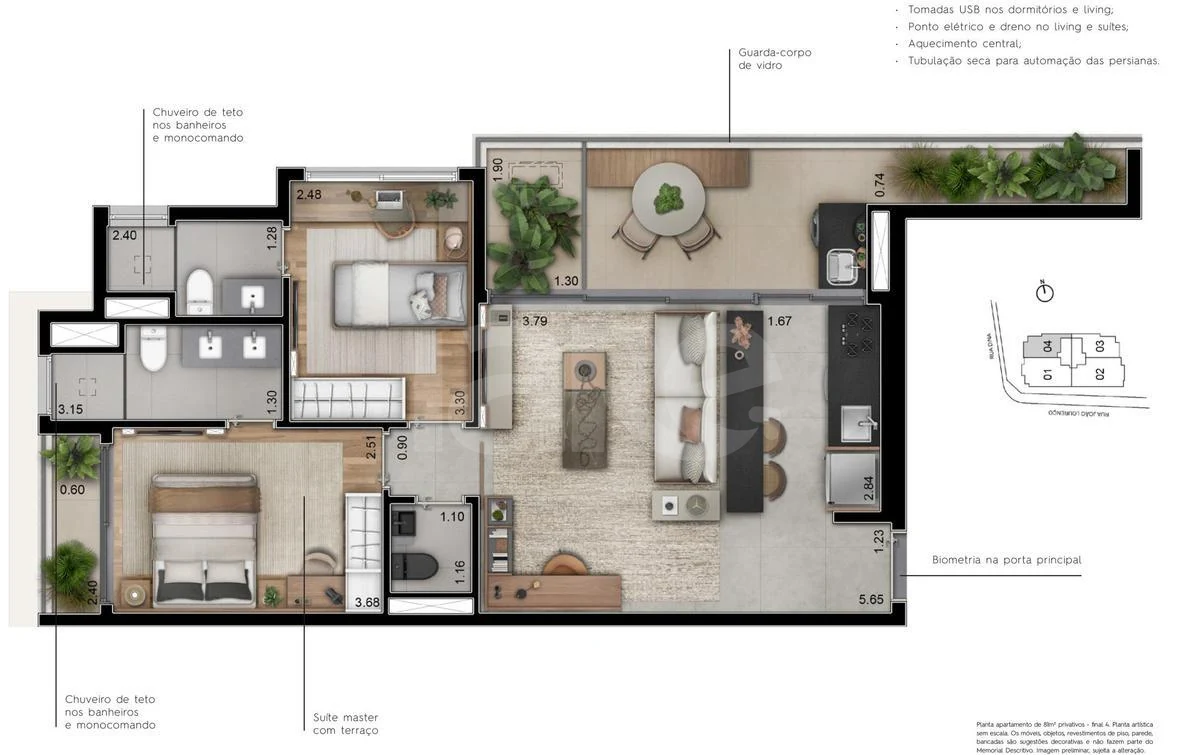 Planta — Apartamento 81,6 m²