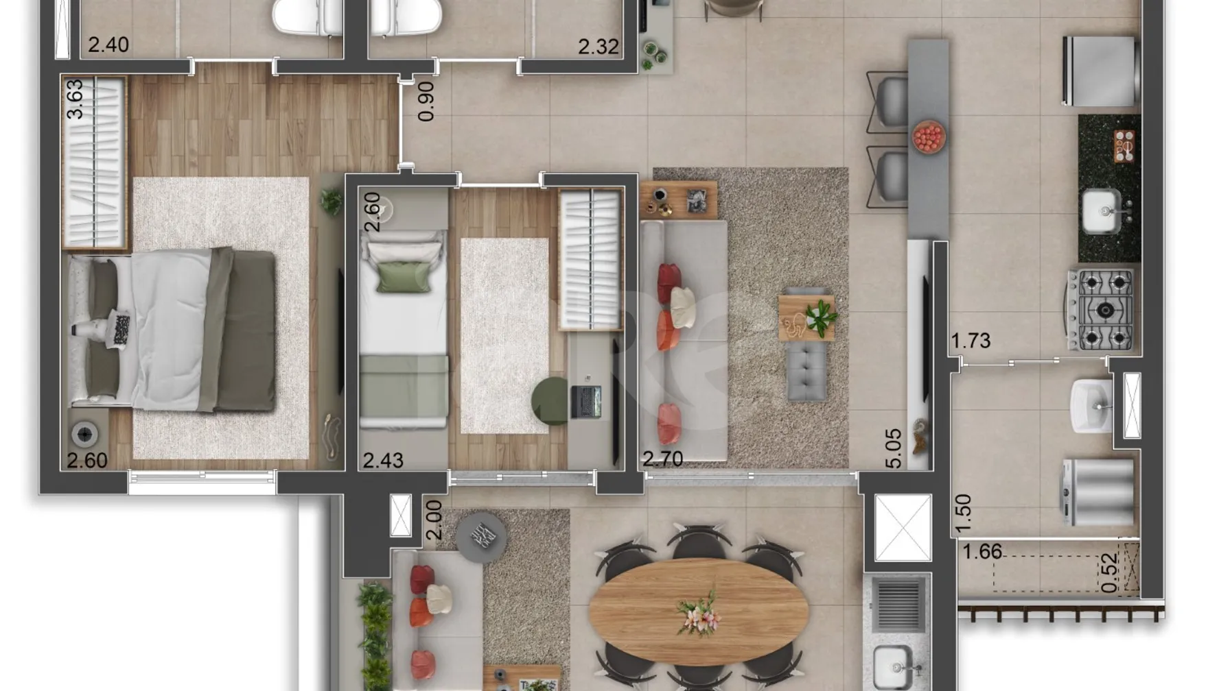 Planta — Apartamento 69,54 m²