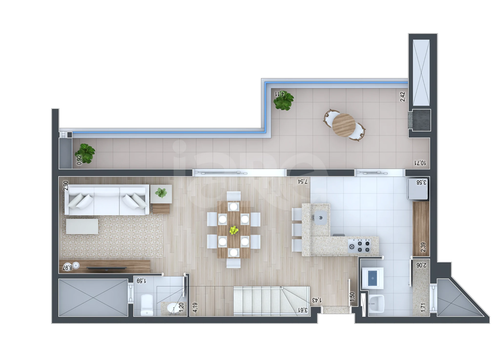 Planta — Cobertura Duplex 140,07 m²