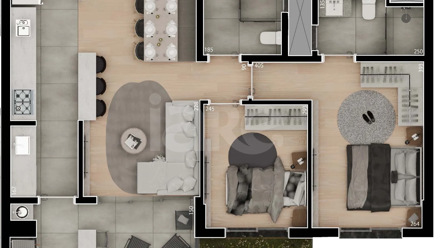 Planta — Apartamento 64,09 m²