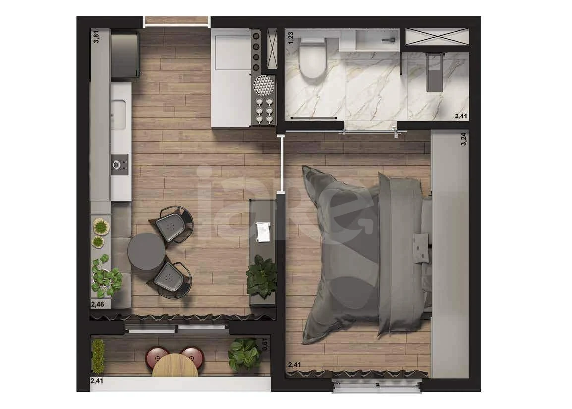 Planta — Apartamento 24,49 m²