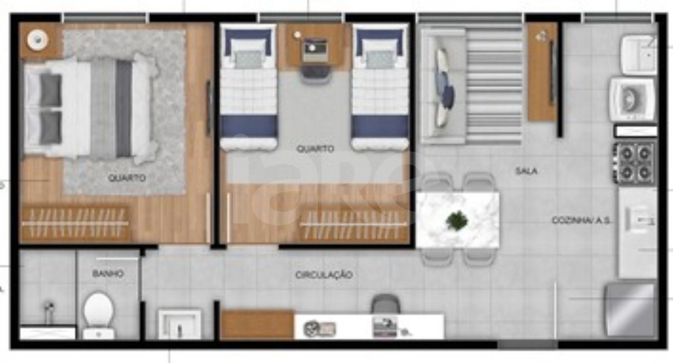 Planta — Apartamento 42,44 m²