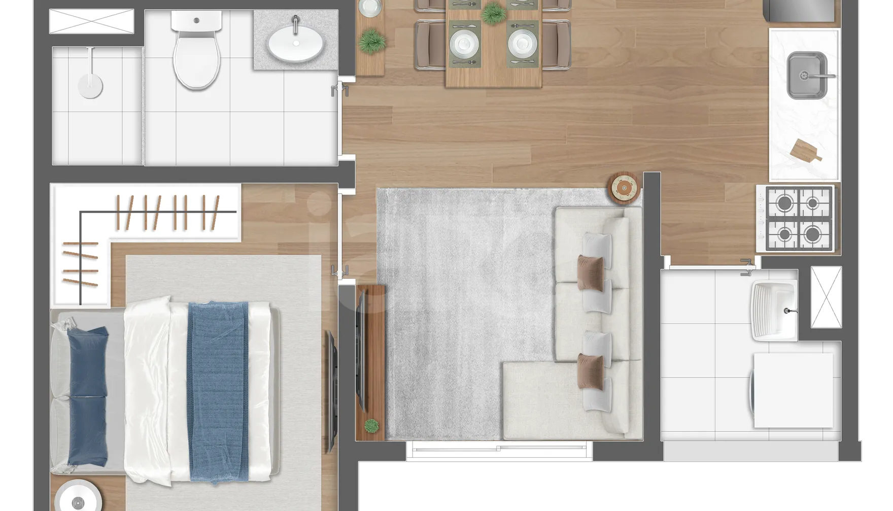 Planta — Apartamento 30,77 m²