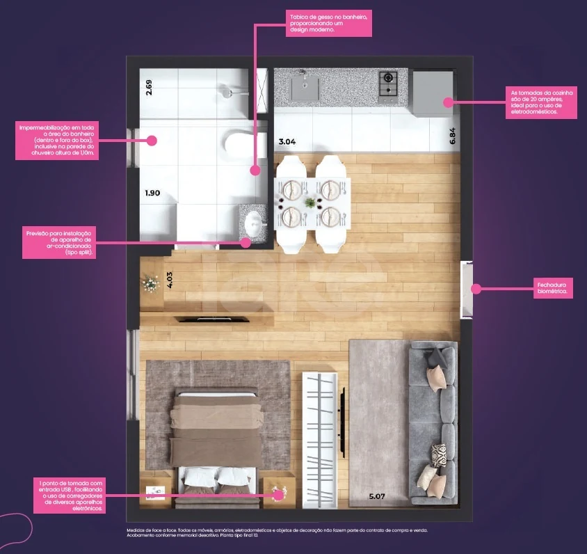 Planta — Studio 39,7 m²