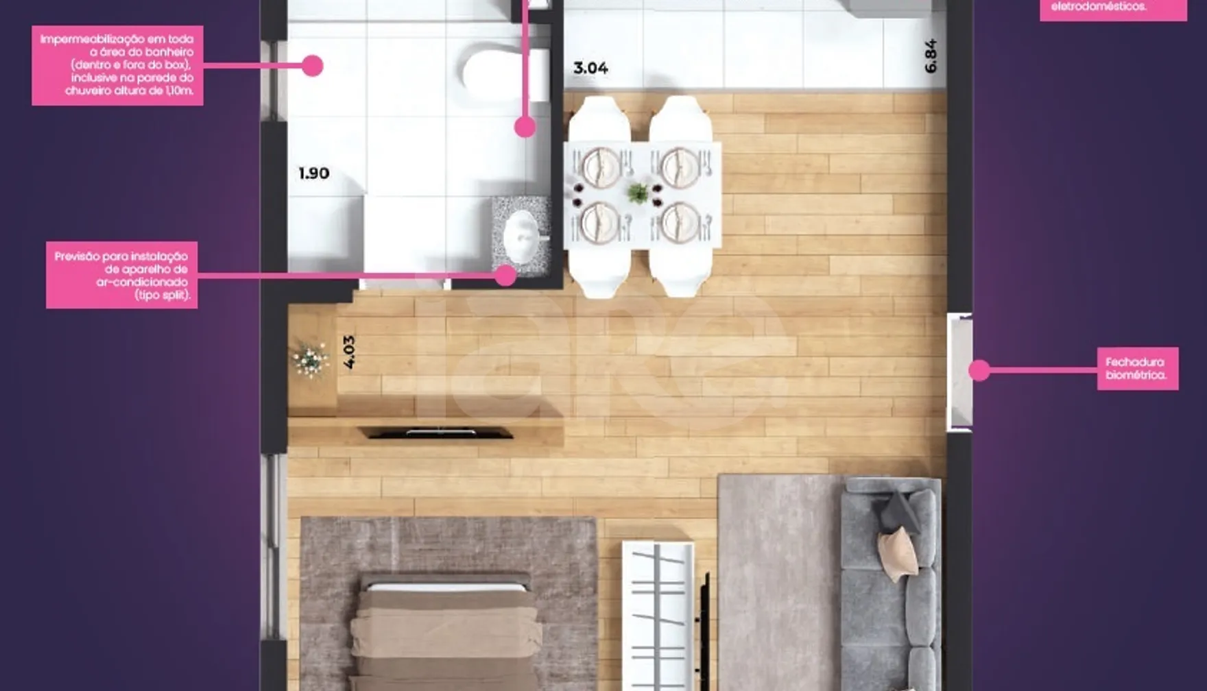 Planta — Studio 39,7 m²