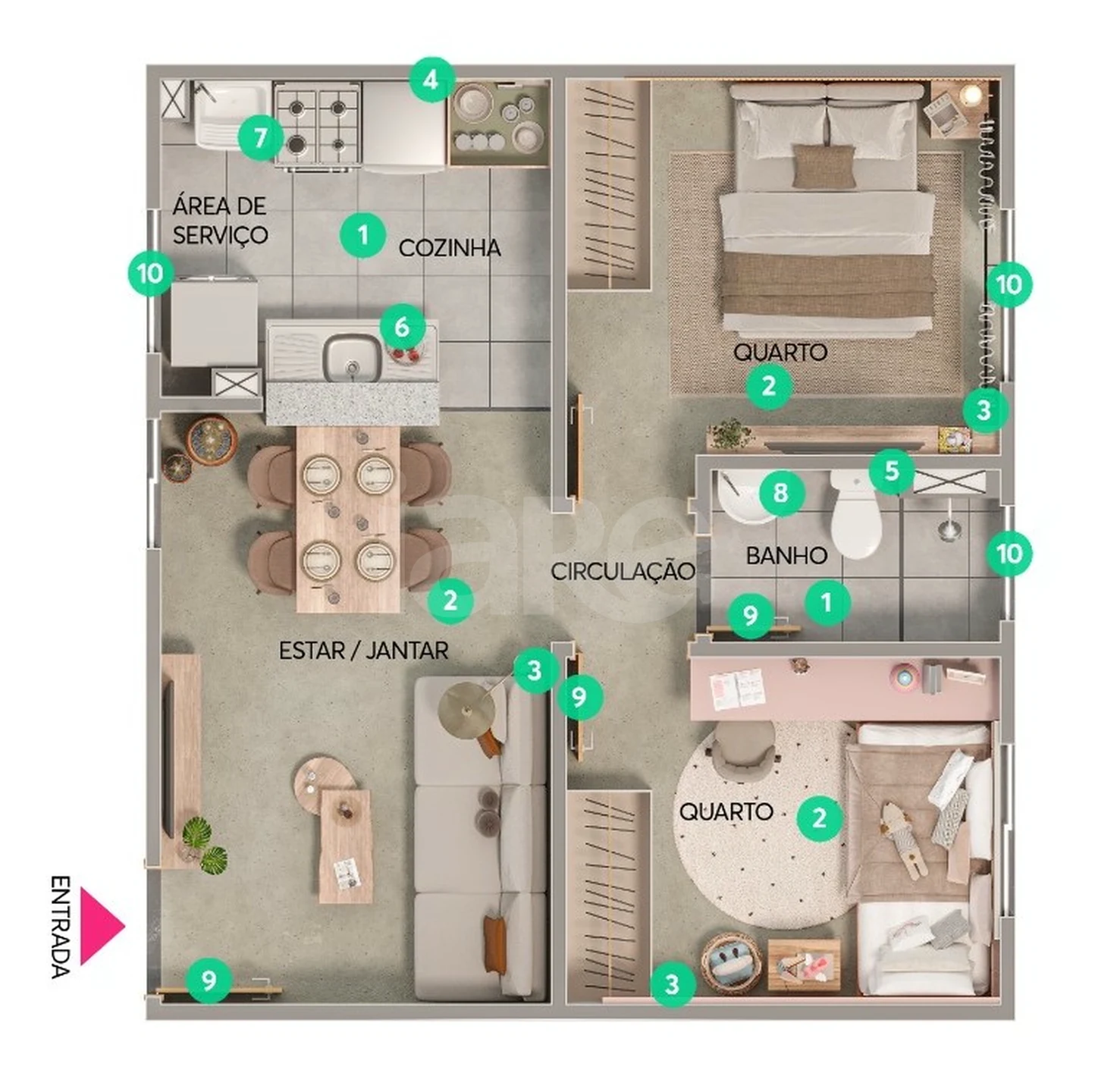 Planta — Apartamento 39,07 m²