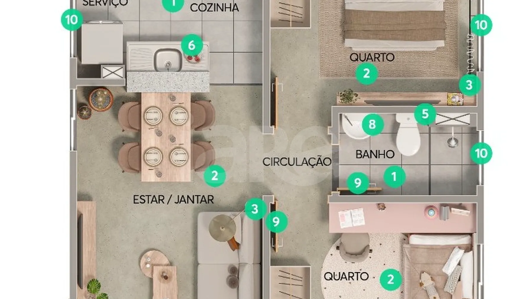 Planta — Apartamento 39,07 m²