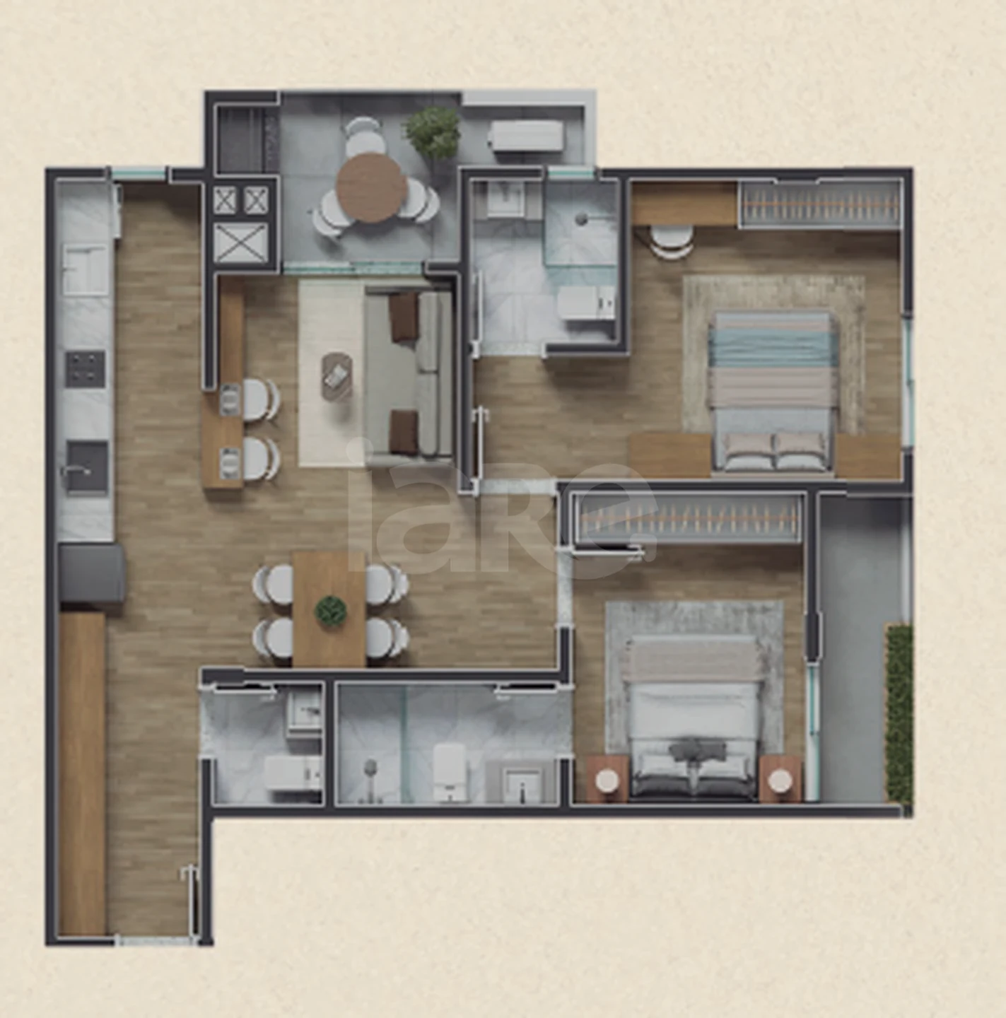 Planta — Apartamento 64,32 m²