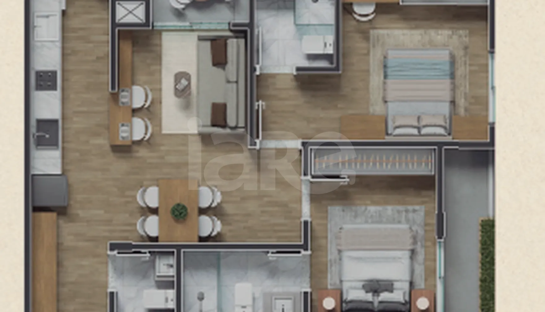 Planta — Apartamento 64,32 m²