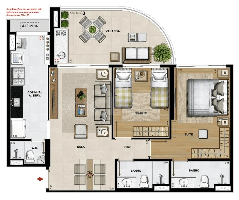 Planta — Apartamento 86,1 m²