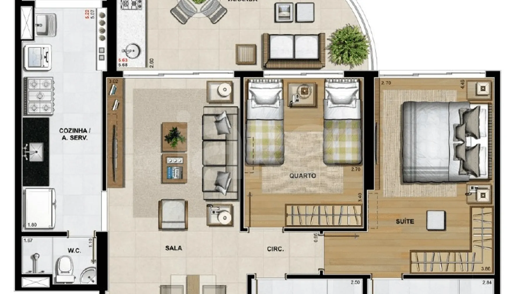 Planta — Apartamento 86,1 m²