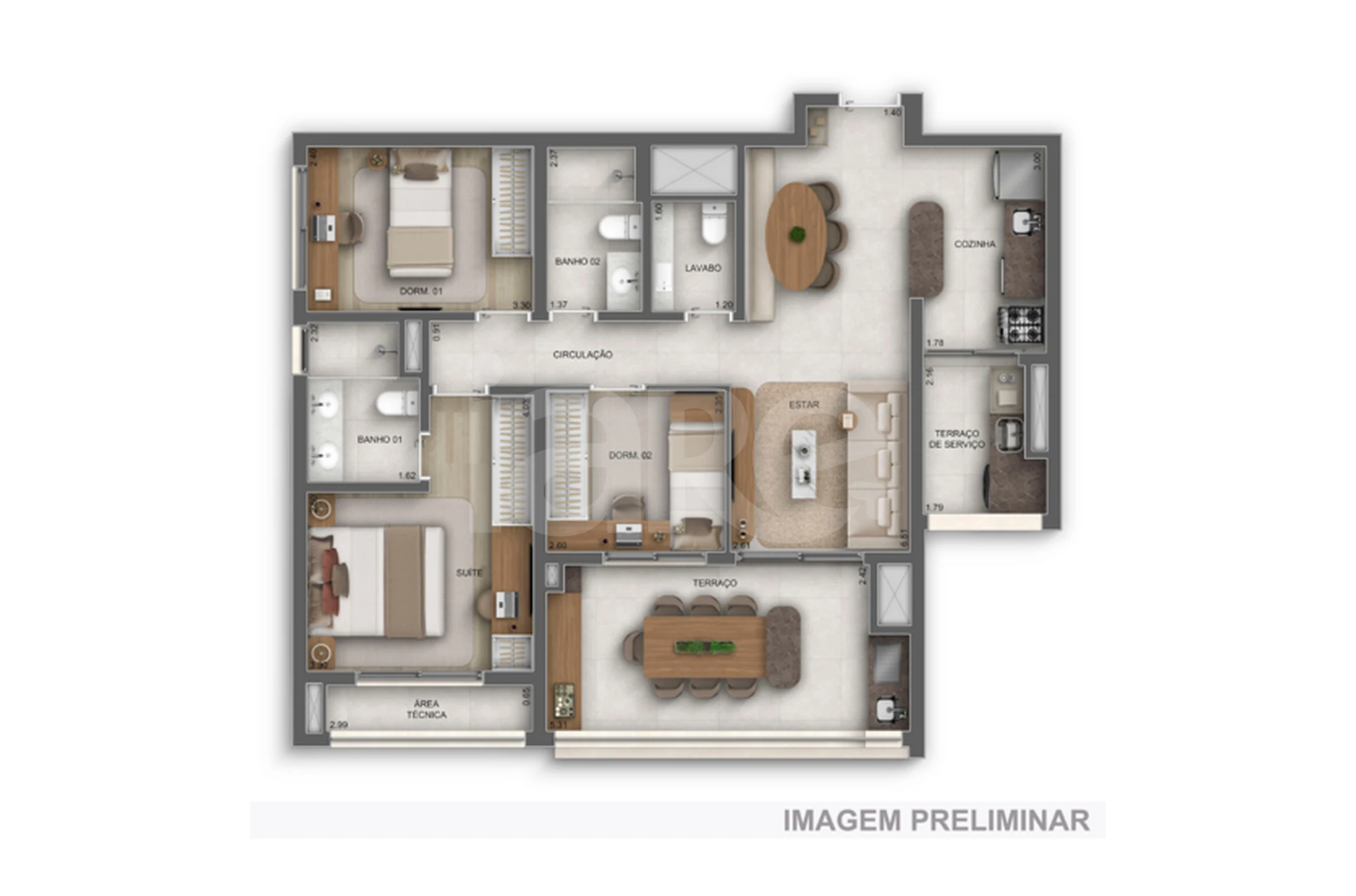 Planta — Apartamento 93,26 m²