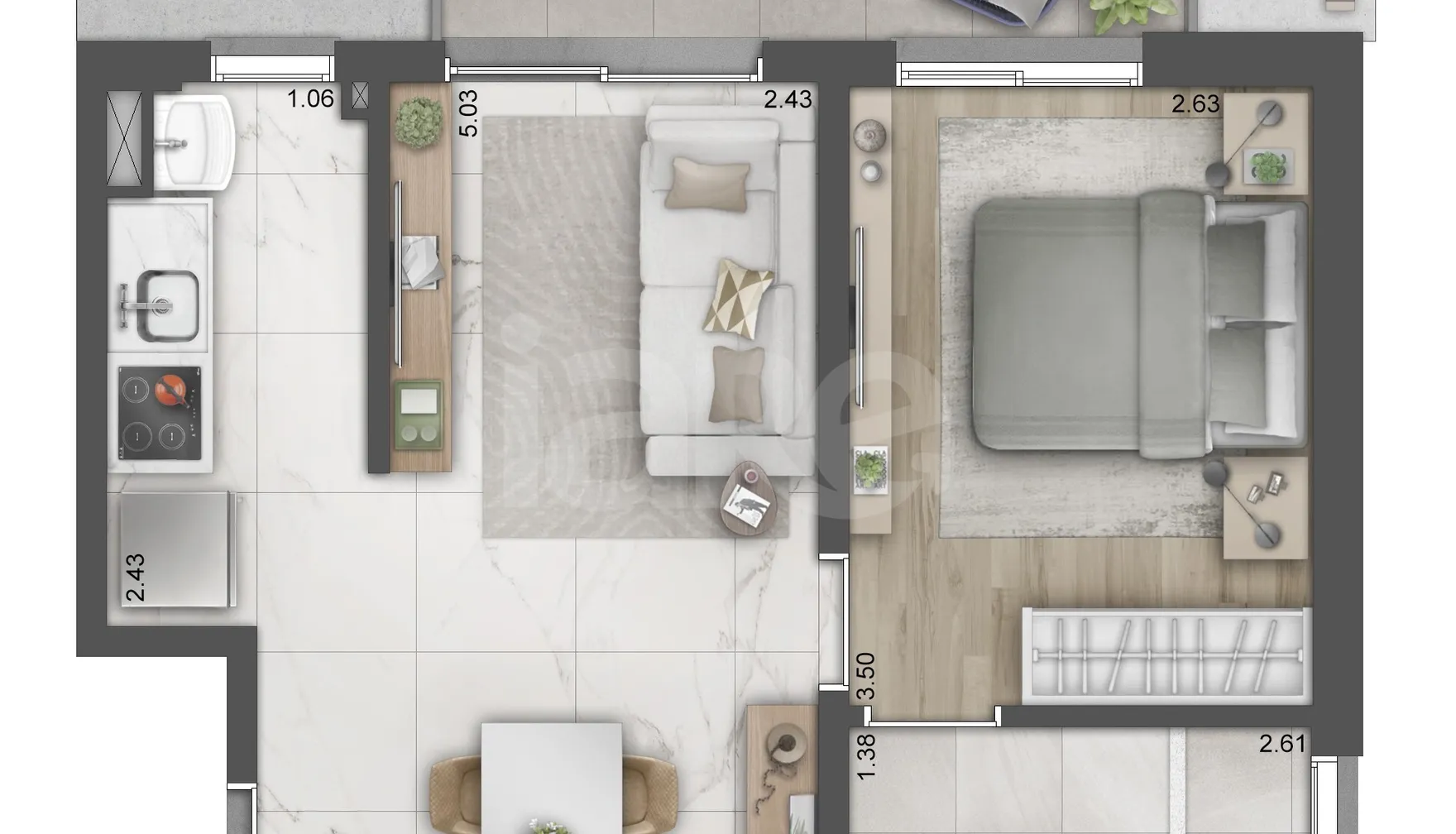 Planta — Apartamento 38,75 m²