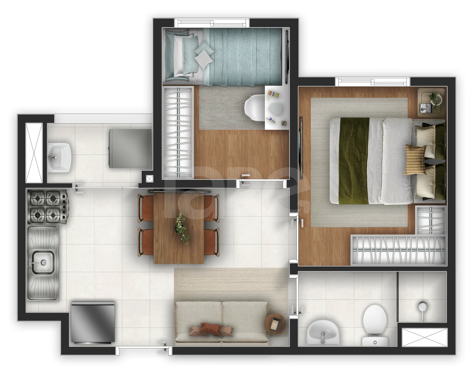 Planta — Apartamento 31,8 m²