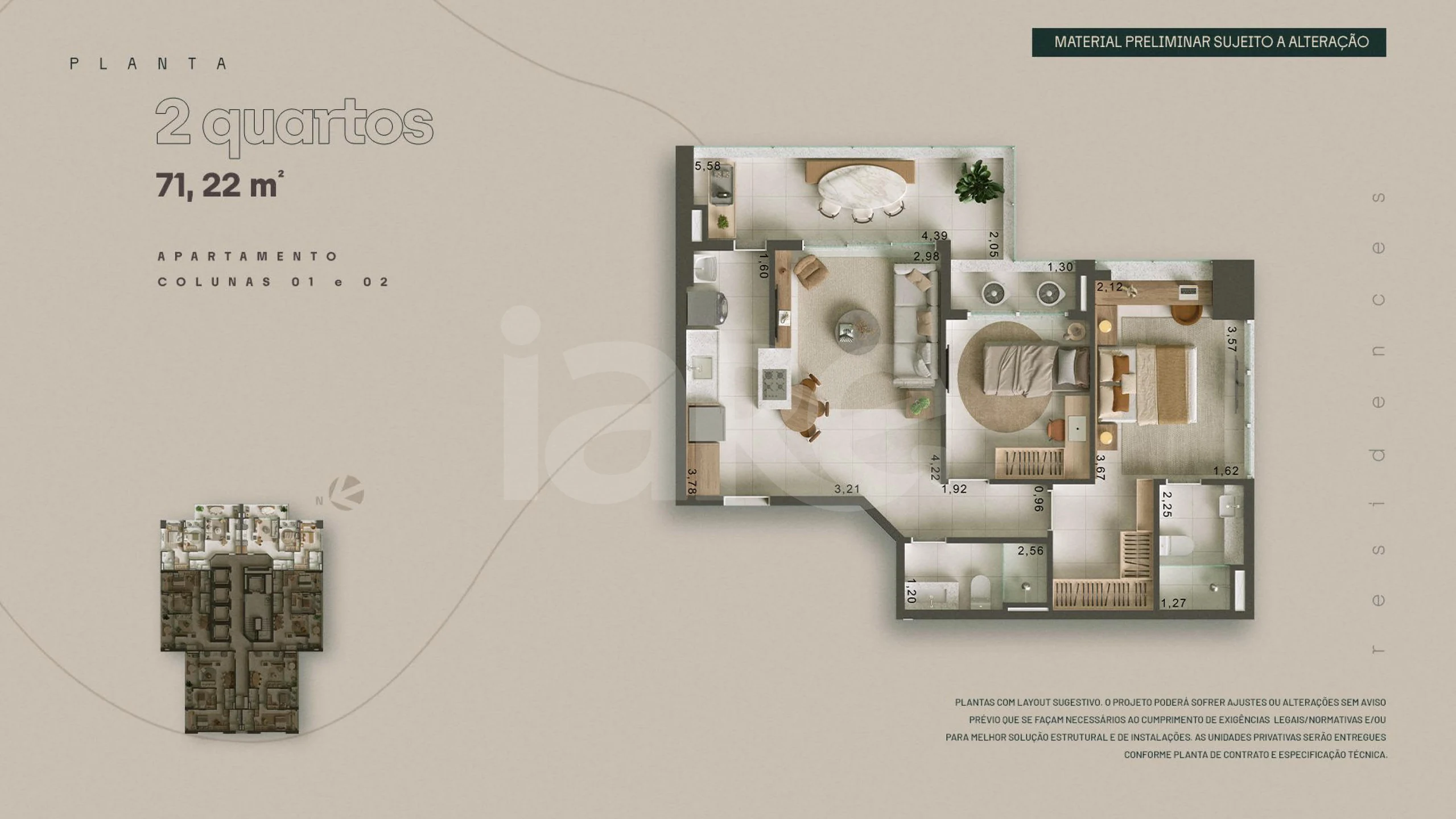 Planta — 2 quartos
