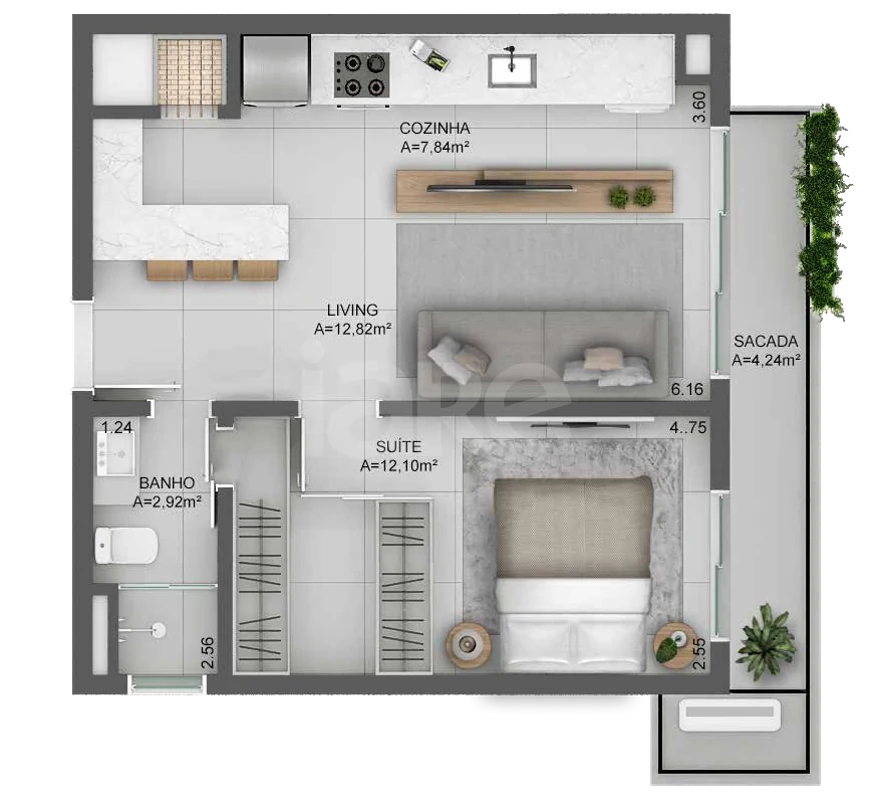 Planta — Apartamento 46,64 m²