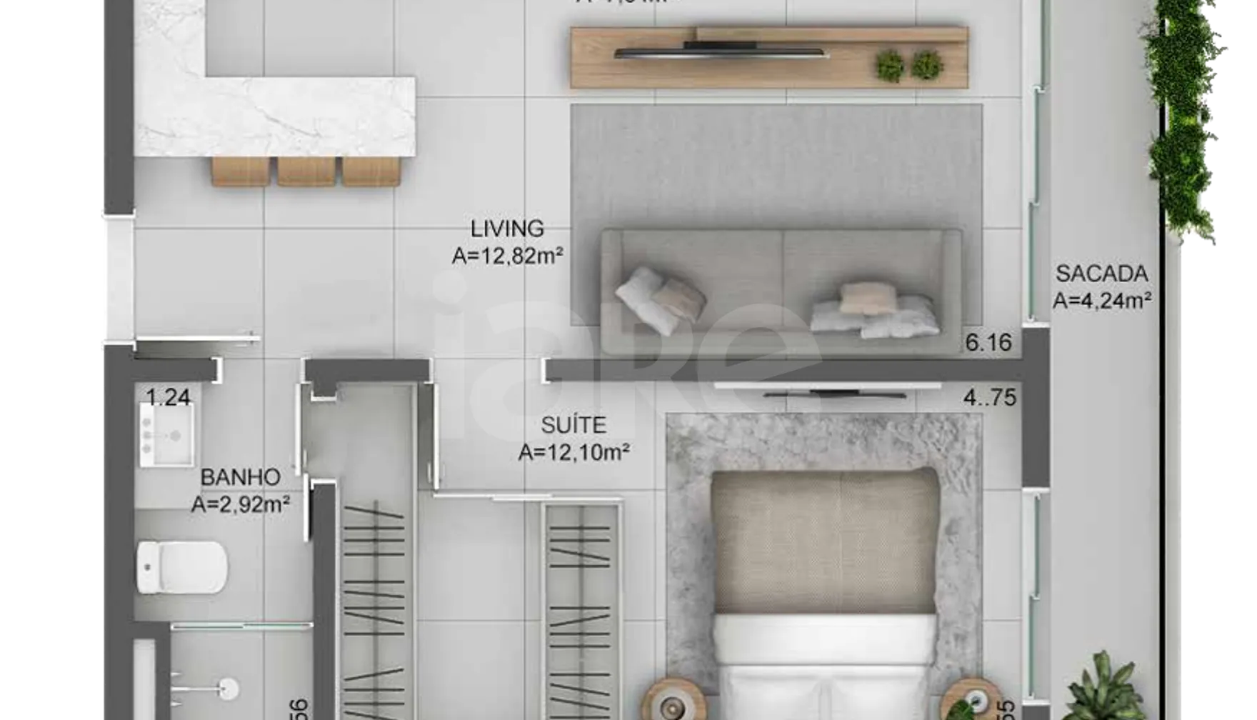 Planta — Apartamento 46,64 m²
