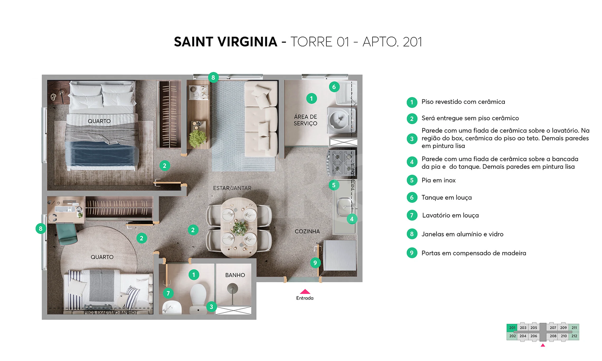 Planta — Apartamento 32,93 m²