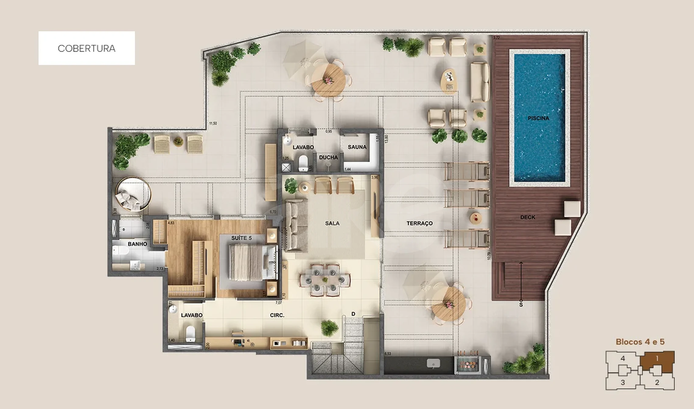 Planta — Cobertura Duplex 461,28 m²