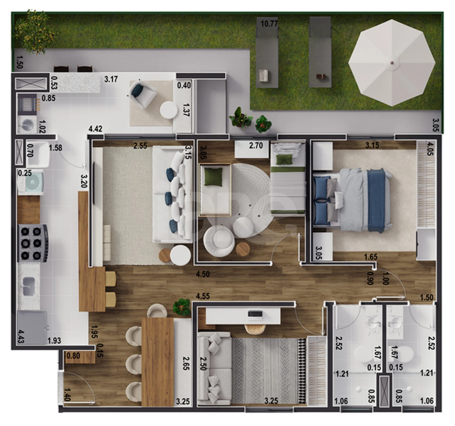 Planta — Apartamento 82,27 m²