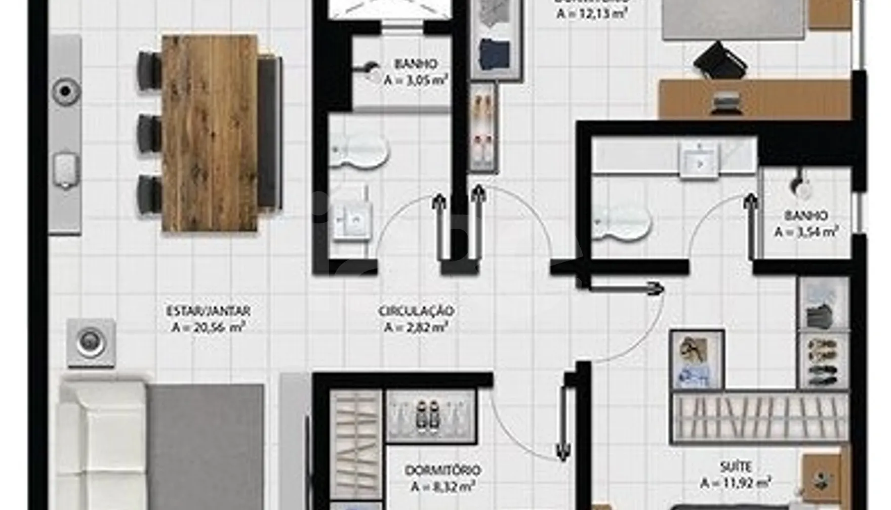 Planta — Apartamento 92,95 m²
