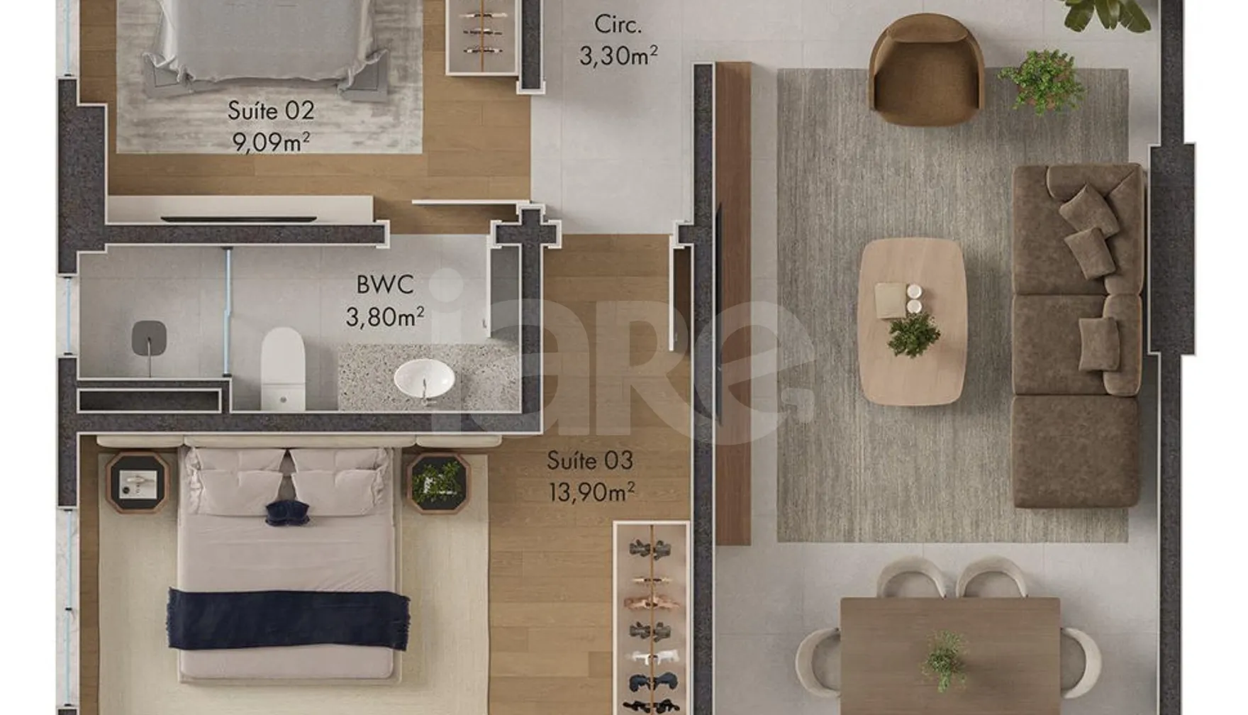 Planta — Apartamento 123,25 m²